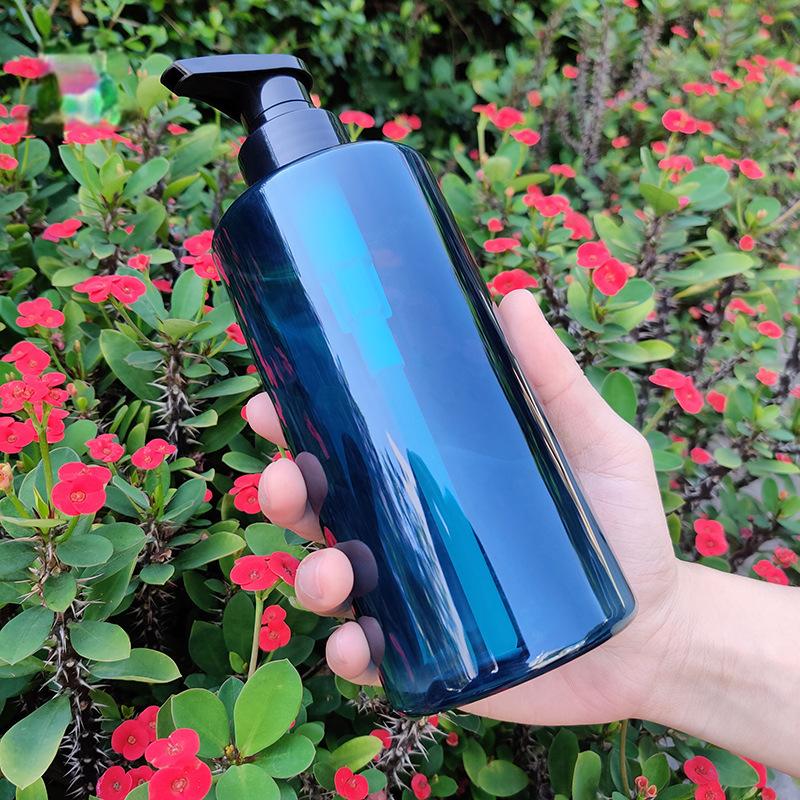 300ml 500ml Transparent  round empty plastic shampoo packaging bottle With Black Long Nozzle Lotion Pump