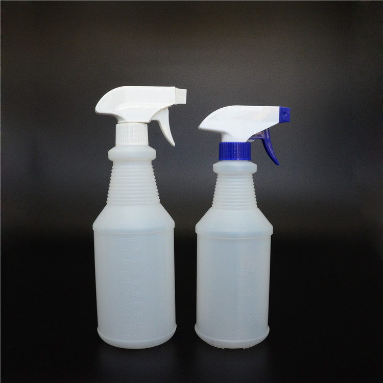 factory price  500ml 700ml 1L PE Plastic Spray Bottle Transparent Empty Dispenser Customized Round Jar with Trigger Spray