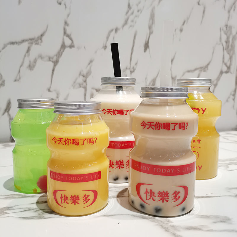 Probiotics Juice Plastic Bottle 300ml 500ml Bubble Milk Tea Cup Customized Liquid Tea Package Clear PP PET Food Grade Bottles
