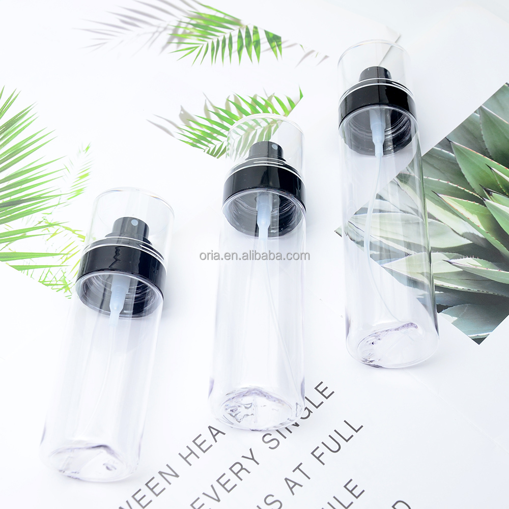 Customization 50/80/100/120ml Round PET Empty Spray Bottle Cosmetic Liquid Containers Fine mist bottle Plastic bottle
