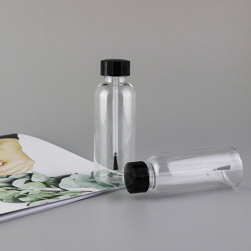 10ml-60ml PET Plastic Bottle with Brush Cap plastic crystal nail polish bottle with brush cosmetics nail oil glue empty bottle