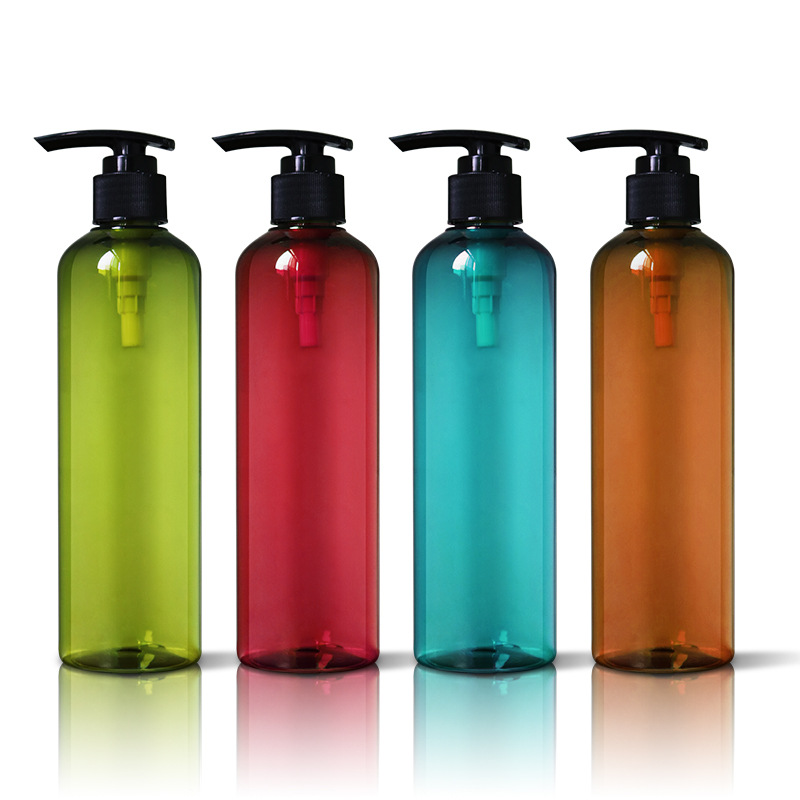 300ML Luxury Amber square bottle hotel supplies Round Body wash dispenser bottle Hotel shampoo empty bottle with pump 500ml