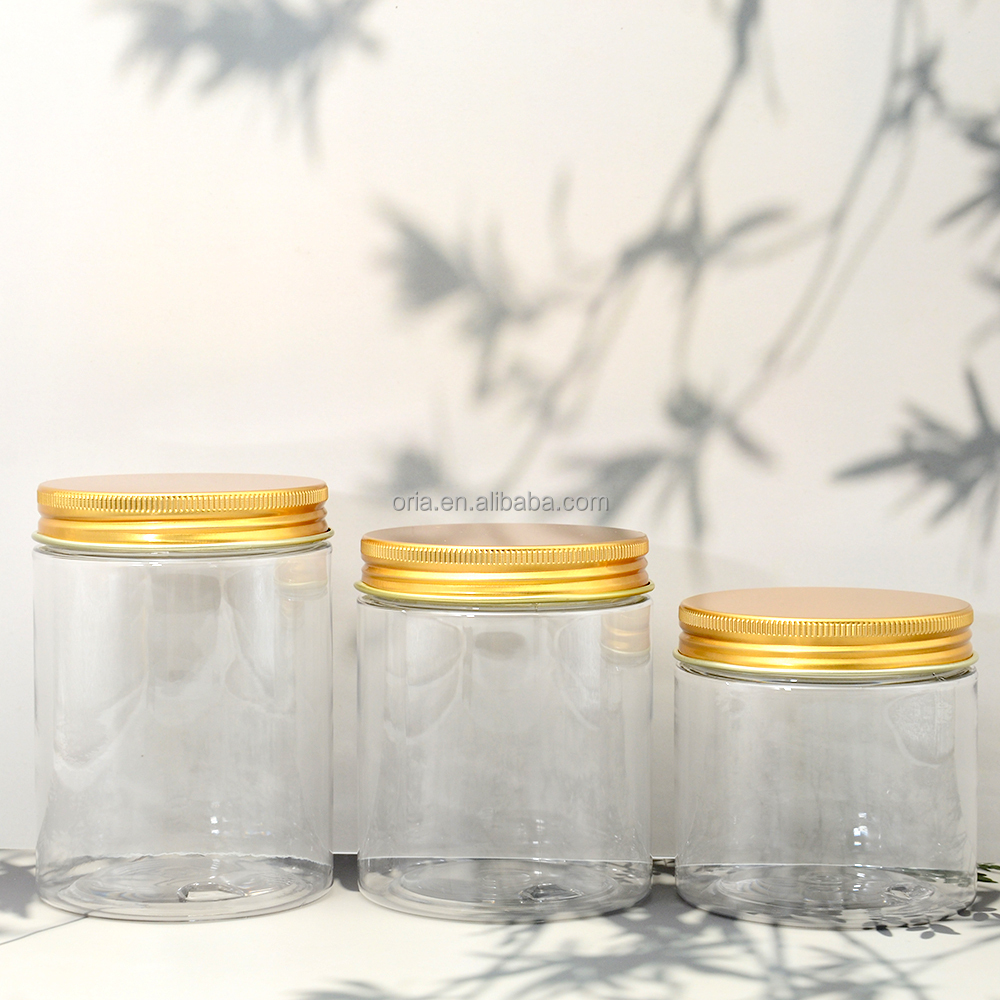 Luxury Cosmetic Lotion Jars 100g 200g 250g 300g Customize Round Container Face Body Cream Plastic Clear Matte Jar with Pink Lid