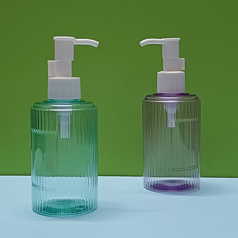 200ml 250ml 500ml  800ml Straight Shoulder Striped Shampoo Shower Gel Bottle Clear Colorful Lotion Bottle Conditioner Bottle