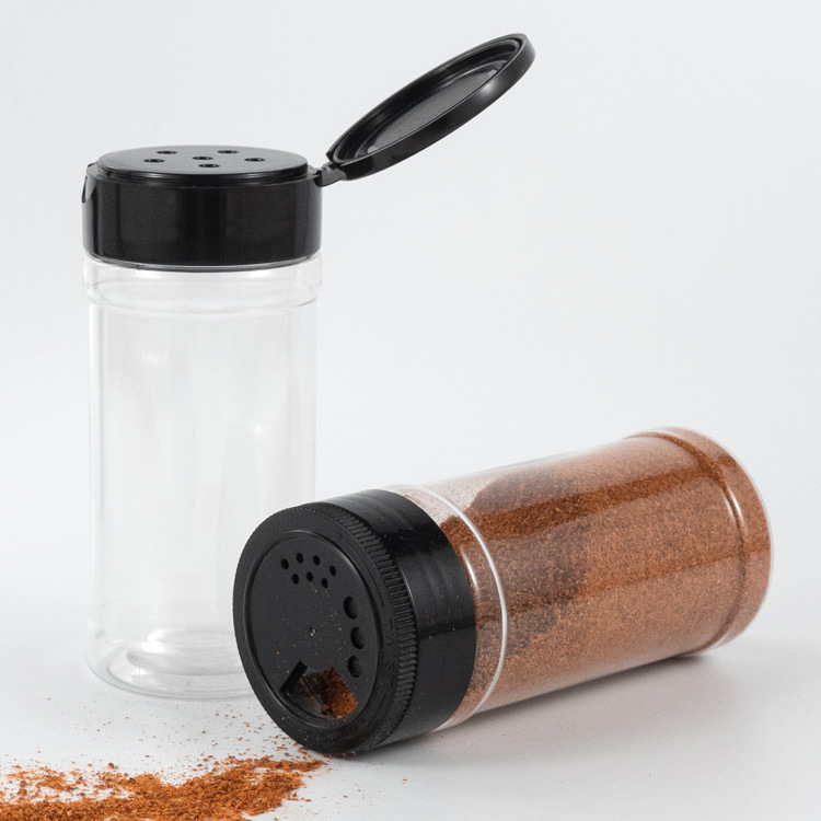 Condiment bottles 200ml 300ml 350ml Plastic Clear BBQ Salt And Pepper Grinder Set Bottle Shaker Spice Jar PET customize logo