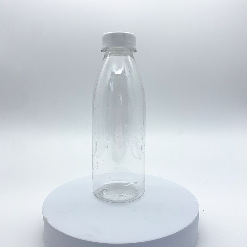 Round Shape Beverage Bottle Clear Empty PET Plastic Juice Drinking Bottles with Lids for Mineral Water Fruit Juice Packaging