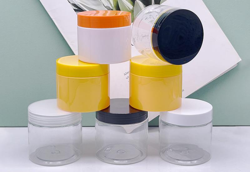 8oz 16oz plastic jars with lids colorful packaging plastic jar 250g 500g round square plastic jar 250ml 500ml