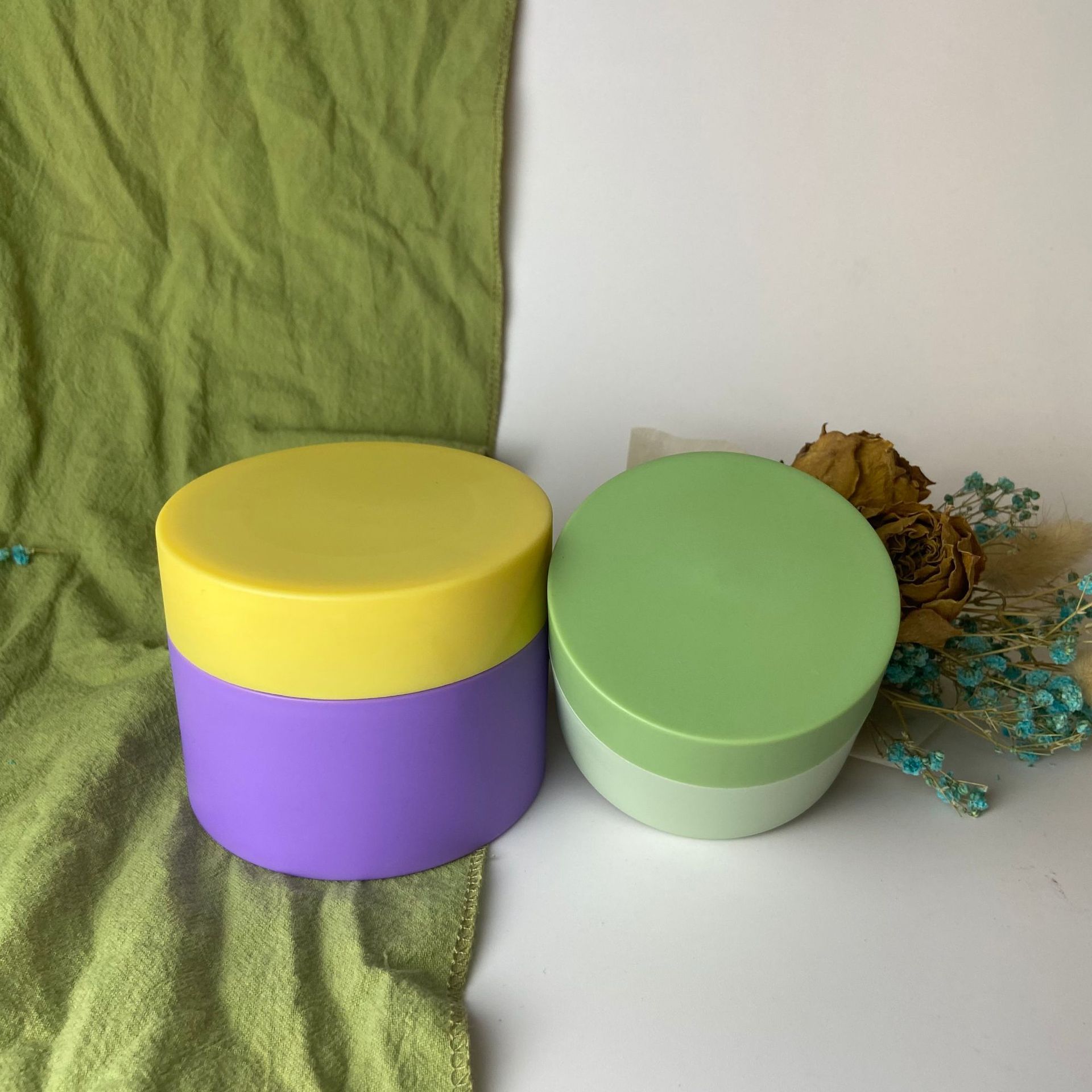 100g/200g/250g Wide Mouth Round Shape Plastic Green Cream Jars eye face cream container  Luxury Cosmetic Package