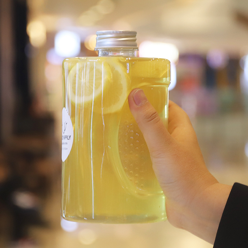 1000ml large capacity plastic Clear Bubble Boba milk tea bottle PET Beverage Plastic Juice Bottle