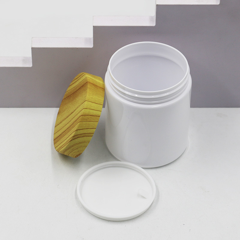 wholesale PET plastic cream jar with Bamboo lid 50g 100g 120ml 150ml Wood Grain Lotion Serum facial scrub body butter Cream jar