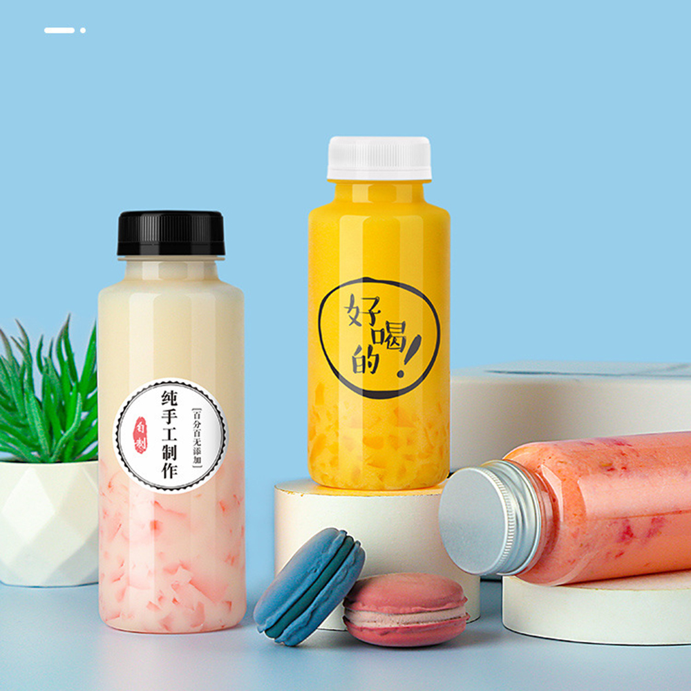 600ml 20 oz Tall Round Plastic Cylinder Round Juice Bottle with 38mm Tamper Evident Juice Cap for Smoothies Drinks