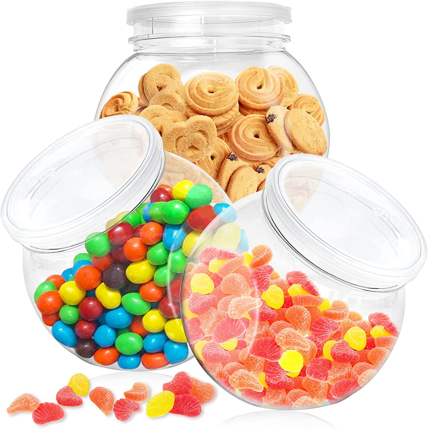 Food Storage Containers plastic candy jar 32oz 1L 1.5L  2L  snack cookies seal bottle customize logo with screw cover