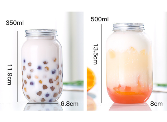 350ml 400ml 500ml Empty PET Transparent Plastic Beverage Bottle with Metal Lid disposable fruit juice plastic bottle
