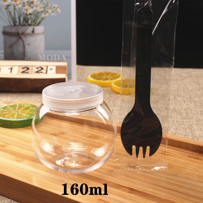 160ml Empty Round Circular Pudding Bottle Plastic Jars with Clear Lids Yogurt Container Spherical for Milk Jams Jelly Ice Cream