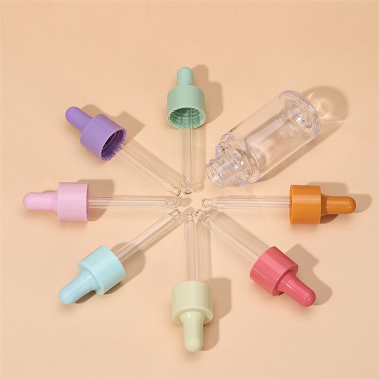 Amber and blue essence oil plastic dropper bottle manufacturer 10ml 30ml 50ml 100ml