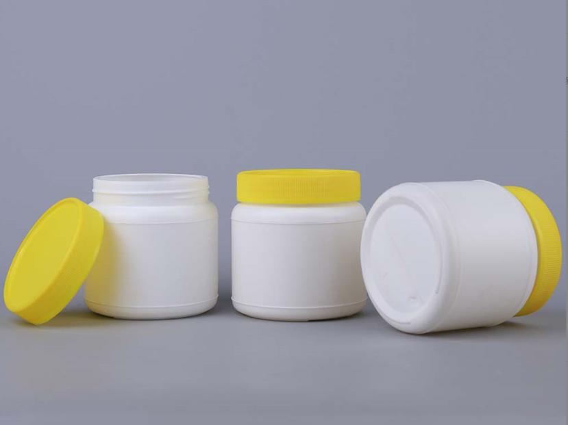 Black PE plastic 500ml 800ml 1000ml wide mouth protein powder jar food packaging bucket grain salt Milk powder tank jar with lid