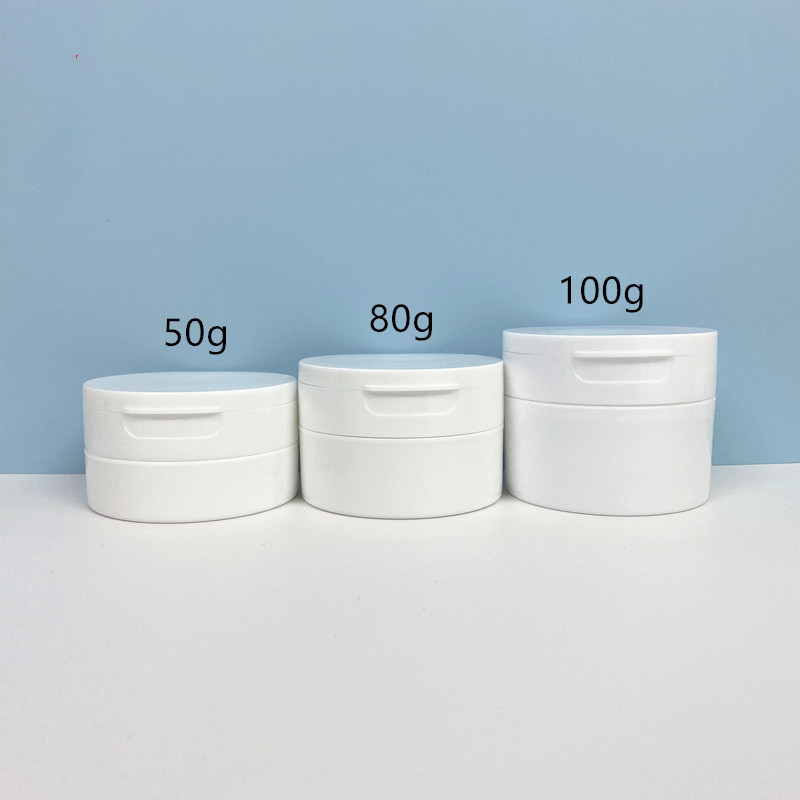 30g 50g 80g 100g 200g Empty PP Plastic Tooth Powder Jar with Big Sifter 2oz Hair Loose Tooth Powder Container with Flip Top Lid