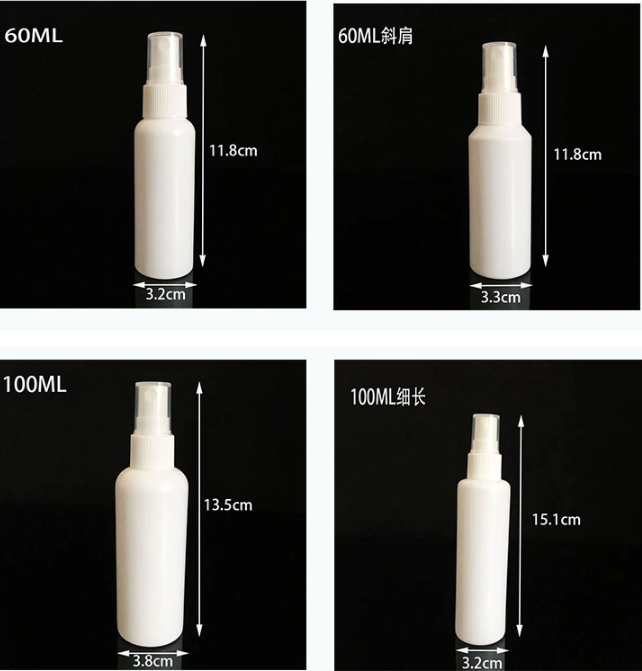 White 20 50 100ml HDPE plastic fine mist spray sanitizer bottle Alcohol disinfectant spray bottle Liquid medicine bottle