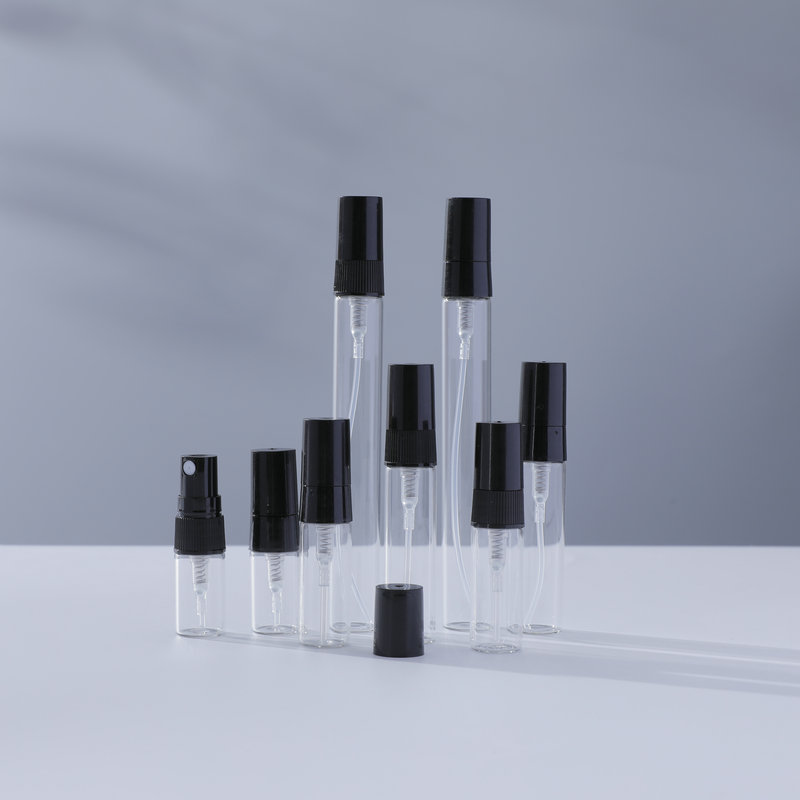 2-10ml Portable mini perfume spray bottle mini spray glass perfume bottles with gold black cap Sample perfume bottles