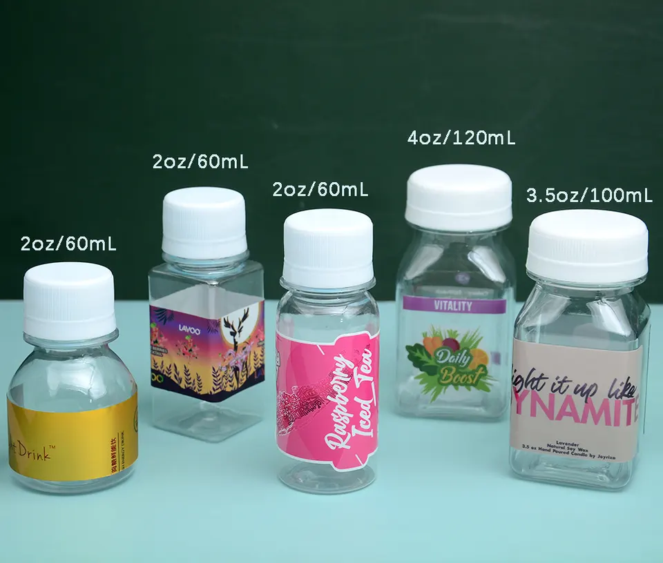 Empty Juice Shot Bottles Ginger Packaging Container 250ml PET Juice Bottle 8oz Plastic Juice Bottle with Tamper Proof Screw Cap