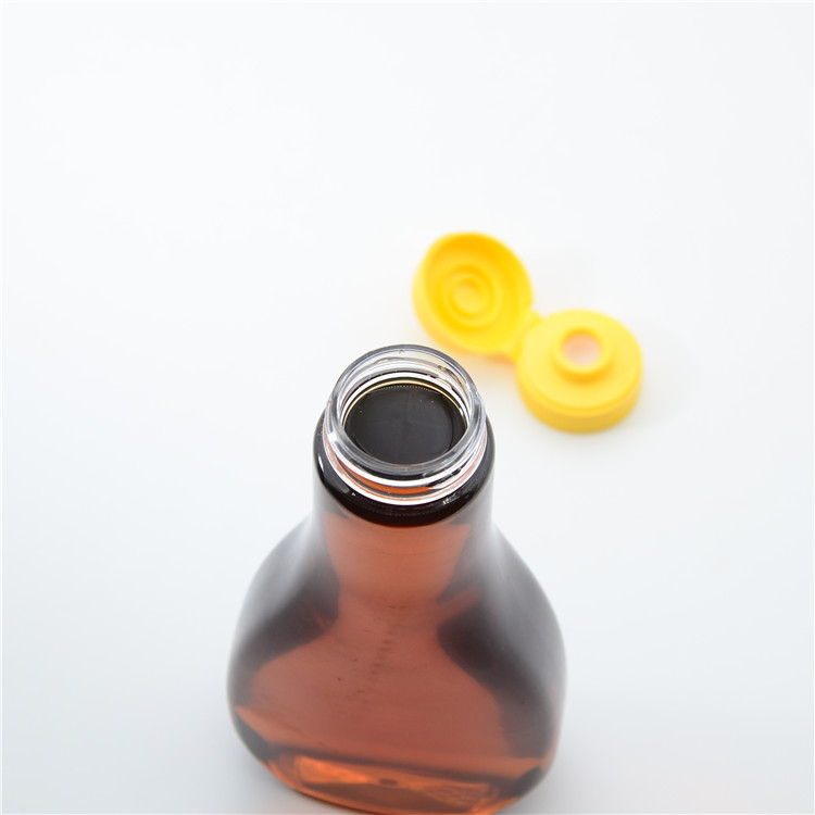7Oz 12Oz PETPlastic Salad Dressing Flat Square Pet Plastic Maple Syrup Sauce Honey Bottles