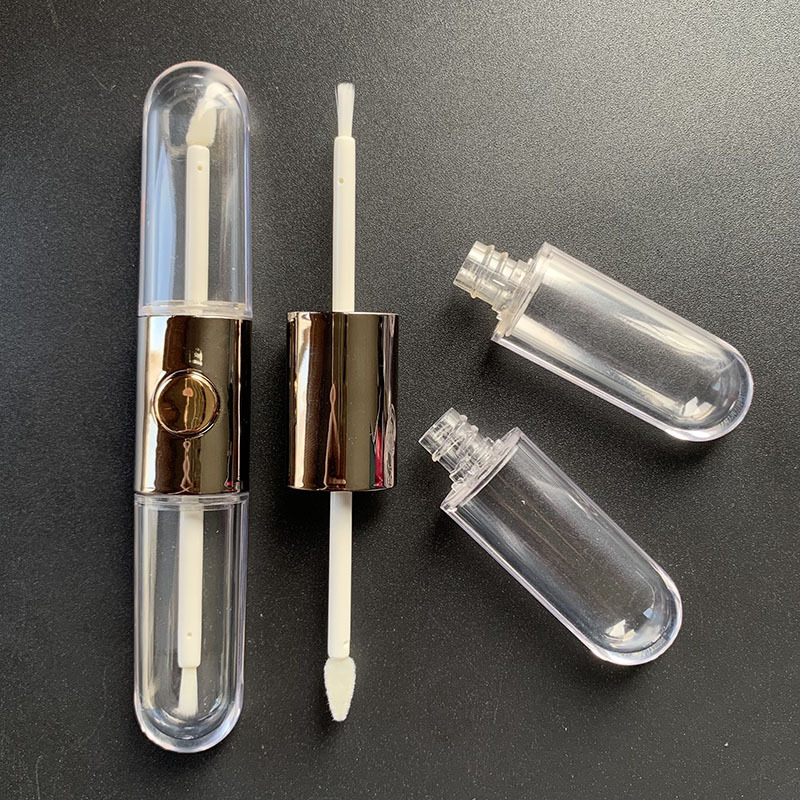 Lipstick Tube Plastic Eyeliner Tube 5g 10g 15g Refillable Eyelash Mascara CreamTube Cosmetic Packaging with Nylon Brush Gold Lid