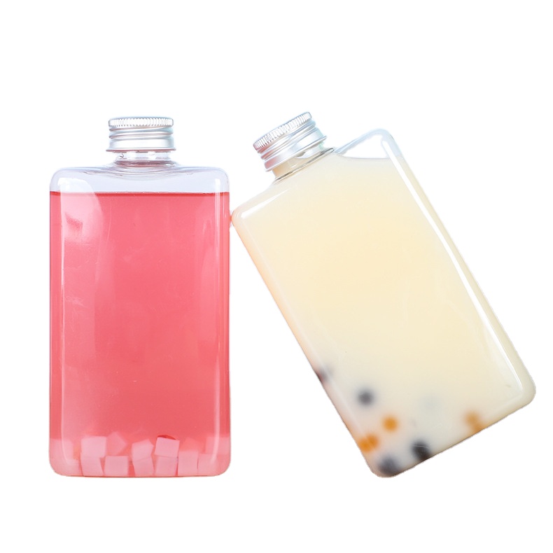 100ml 200ml 250ml 350ml 500ml Clear Flask Flat Square Wine bottles for Juice Beverage Alcohol beer liquor wine drinks