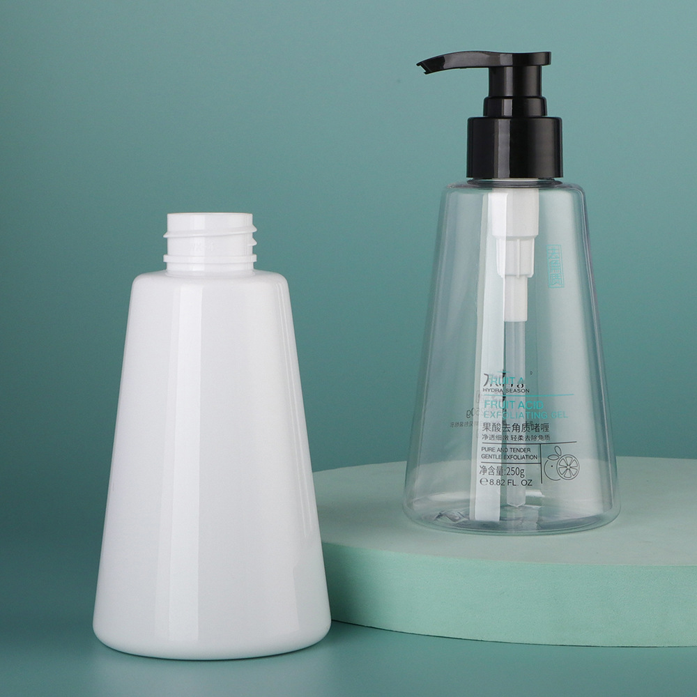 250ml 500ml plastic Conical pump bottle Body Wash Lotion Face Wash Bottle For Men Cosmetics Packing