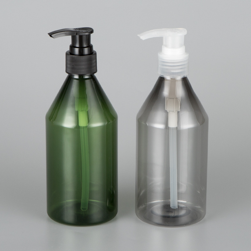 PET daily chemical wash plastic bottle 500ml Oblique shoulder shampoo shower gel bottle 300ml clear scrub lotion bottle