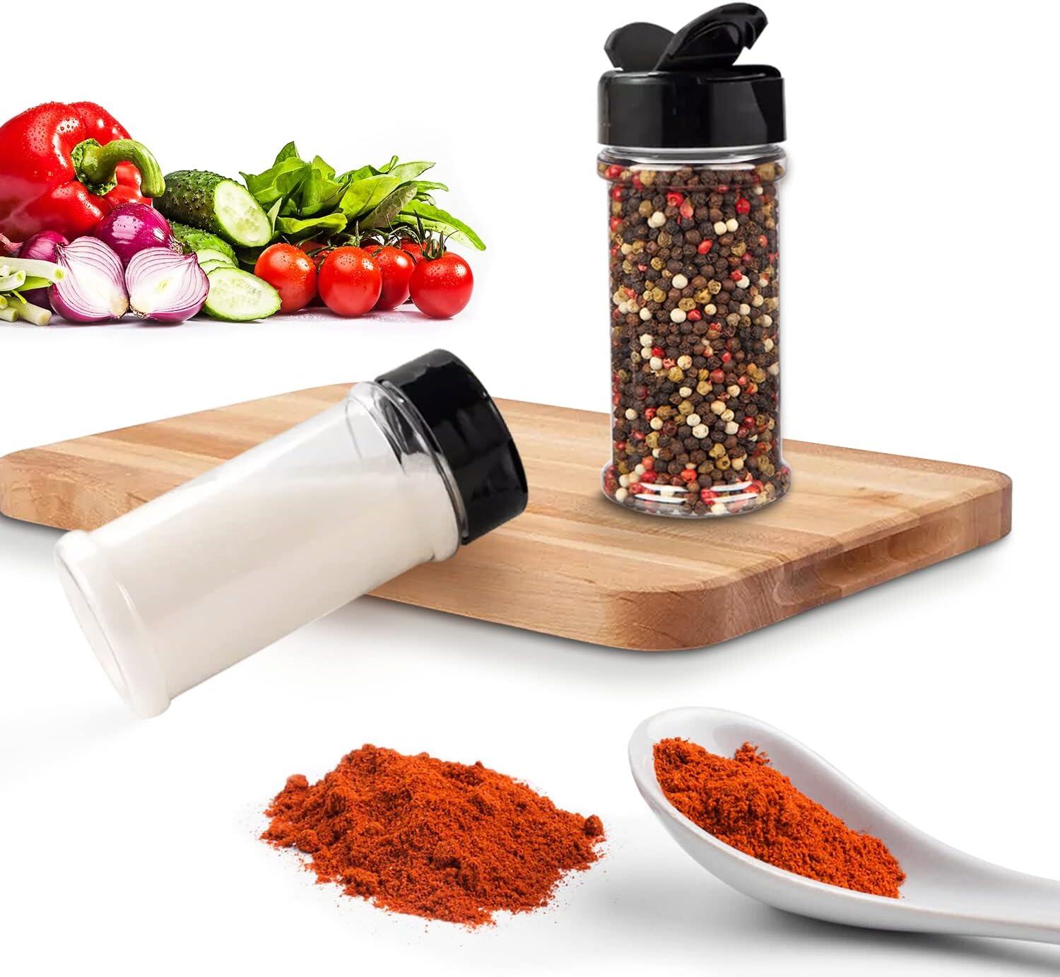 Food Grade 8oz Plastic Empty Spice Bottles Seasoning Containers with Shaker Lids