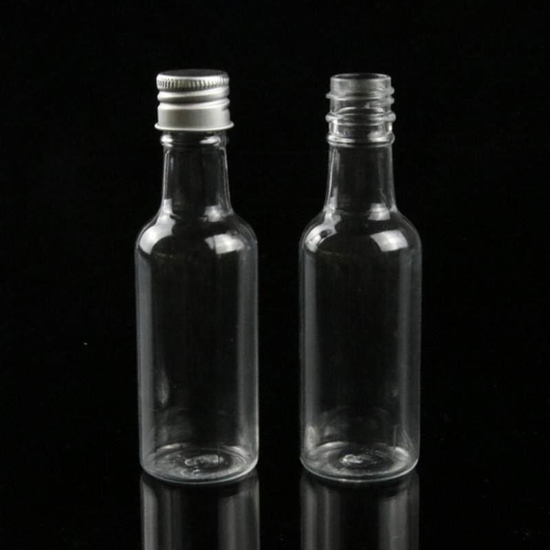 Small Plastic Wine Bottle 30ml 50ml 100ml  120ml 130ml Food Grade Whisky Dispenser Bottles Clear Milk Glasses with Safety Cover