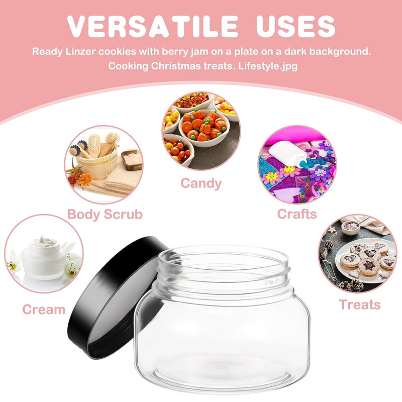 150g 200g 250g Clear Body Butter Jar 8oz with Lid for Cosmetic Makeup Eye Hair Mask Cream Slime Sugar Body Scrub Jar Container