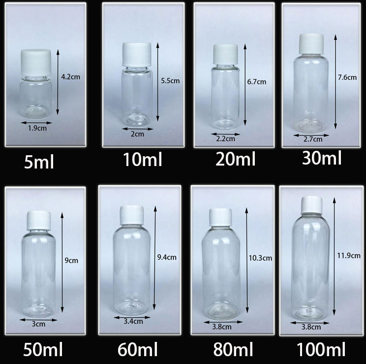 Multi Specification PET Transparent Empty Plastic Flip Cap Squeeze Bottle screw cap round shoulder plastic bottle
