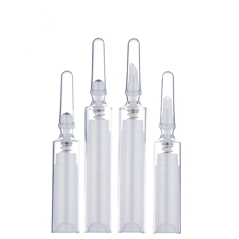 Cosmetics Ampoule Bottle 5ml 10ml Eye Serum Massage Oil airless bottle lotion eye cream soft Silicone massage head applicator