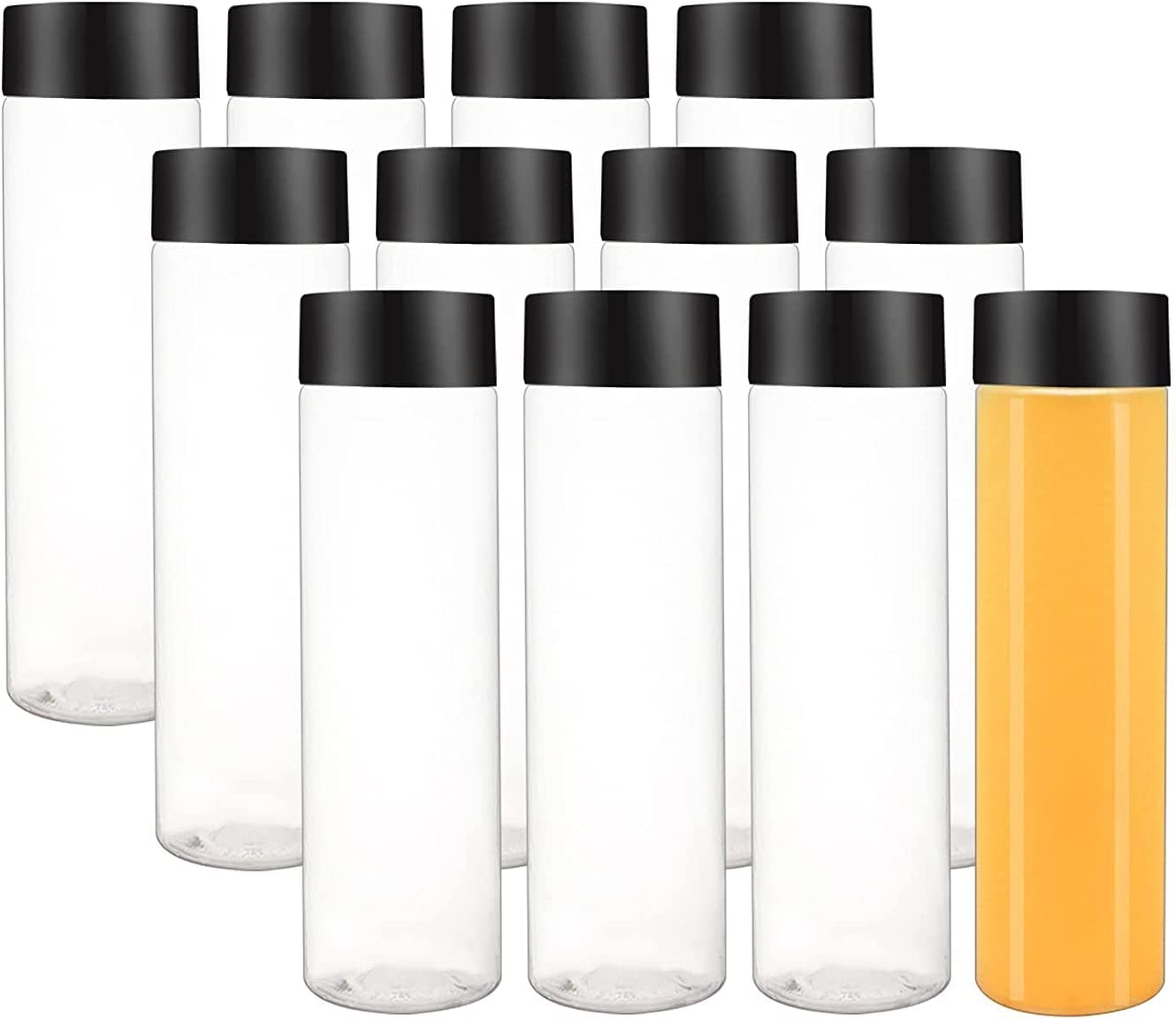 BPA Free plastic bottles for juice 250ml 500ml 8oz 16oz Transparent PET Square Round Juice Bottle With Tamper Proof Lid Cap