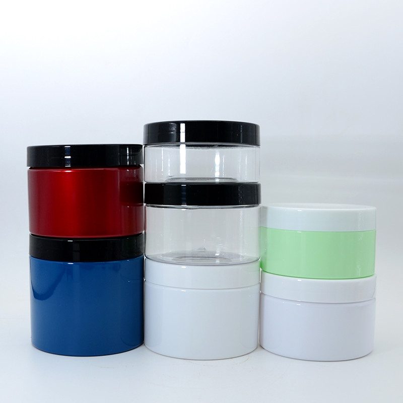 250g 500ml/500g 8oz 16oz Oval Shape Plastic Jar with Black Lids Body Scrub Containers and Packaging Empty Round Cosmetic Creams