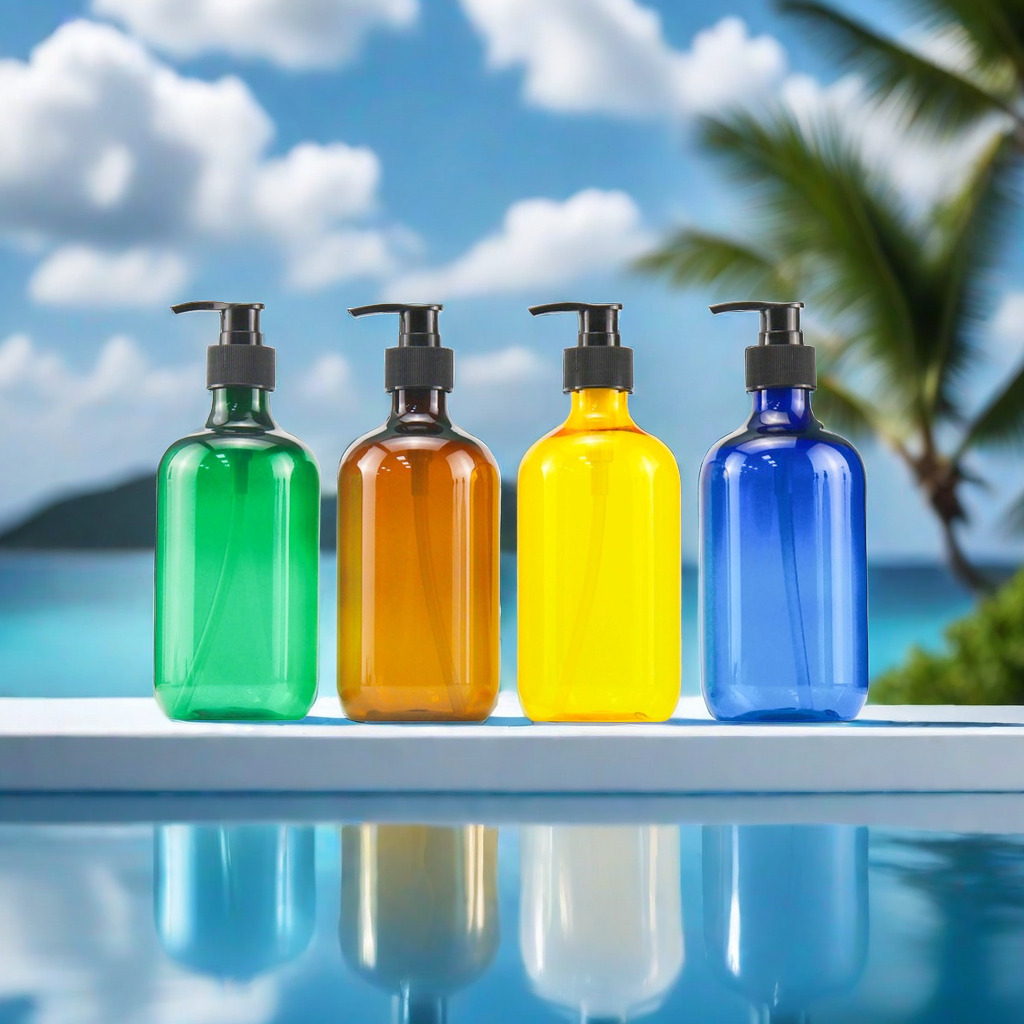 500ml clear PET plastic juice bottle with cap 300 ml Mouthwash Liquid Cleaning Agent Bottle with label Shampoo pump bottle