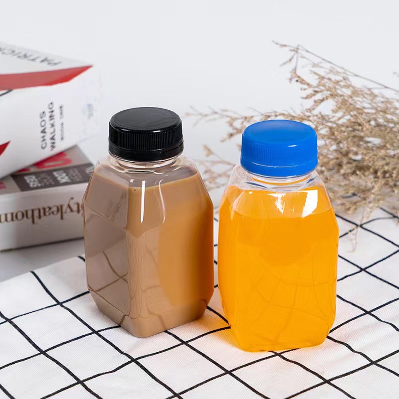 Clear PET 250ml 350 Ml 500ml 8oz 16oz Cold Brew Coffee Plastic Bottles Square Juice Beverage Smoothies Packaging Drink Container