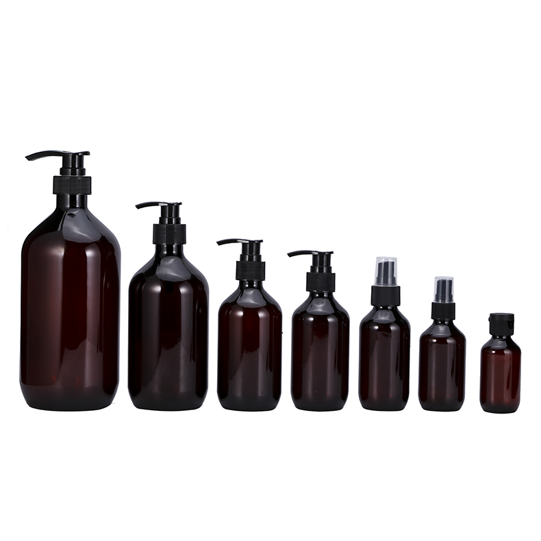 Frosted Matte Glossy 250ml 300ml 500ml lotions bottle Amber Blue Green Black PET Plastic Body Wash Bottle Press Pump Bottle