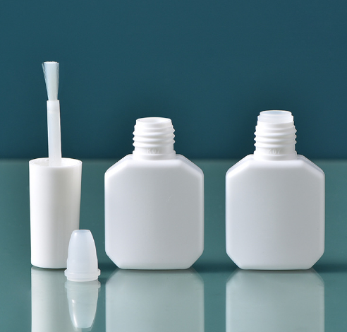 15ml White  Matte Nail Polish Bottle with cap brush HDPE Chemical Plastic Petrol Bottle with Spout