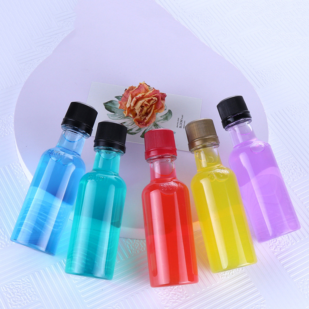 Mini Liquor Bottles 50ml 60ml 75ml 100ml 150ml Small Empty Plastic Alcohol Shot Bottles Bulk With Black Tamper Proof Caps
