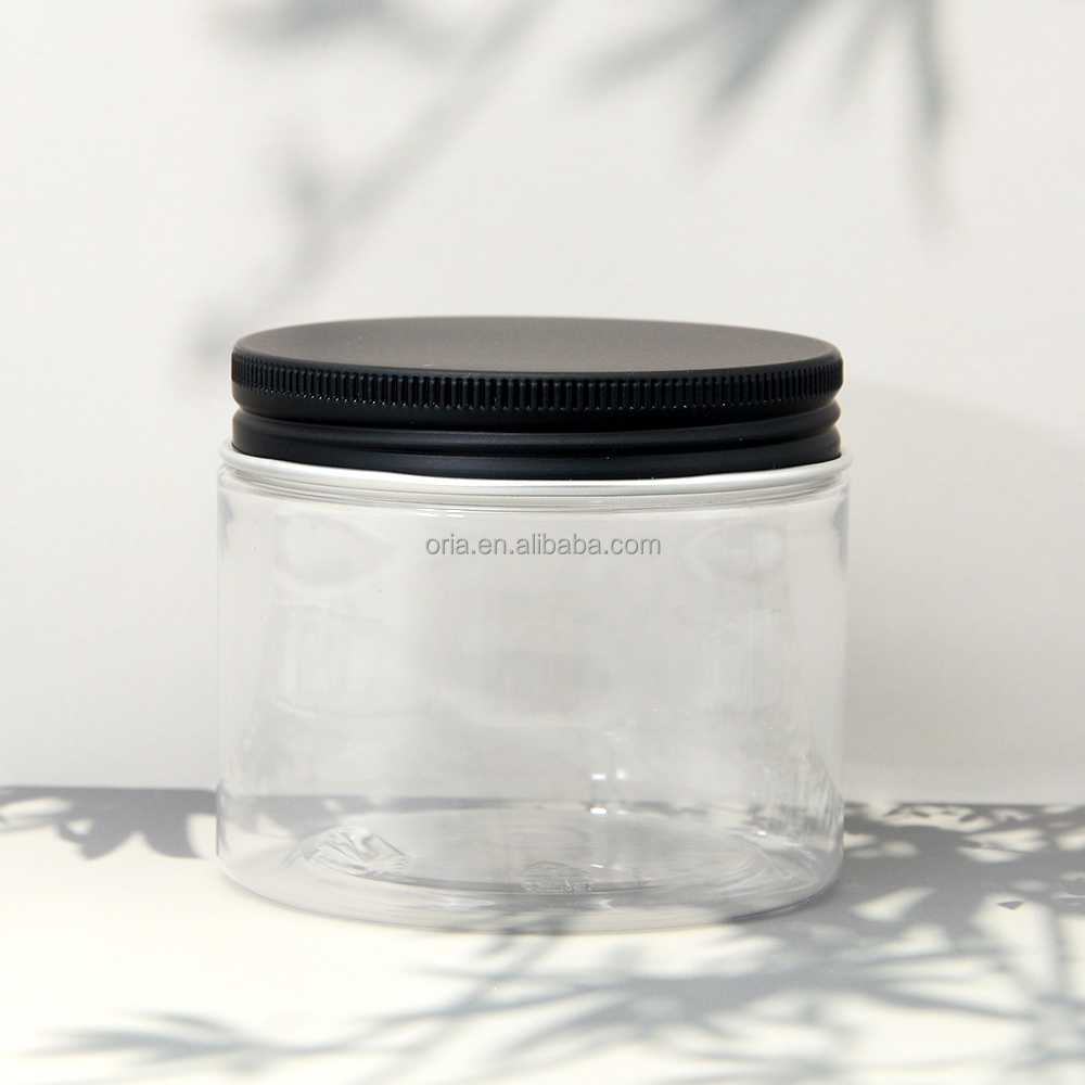 custom empty Luxury 15ml 30ml 50ml 100ml Frosted Cream cosmetic lotion serum plastic jar with black aluminum lid