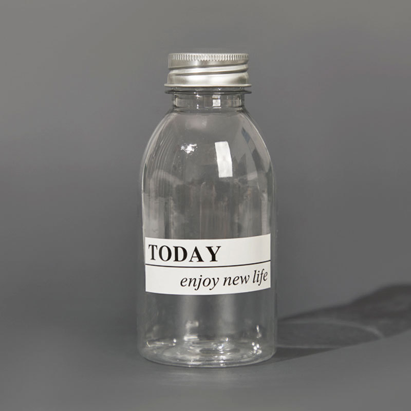Custom Logo portable Round Transparent   Empty Reusable Juice Beverage Containers  pet juice milk bottle With aluminum cap