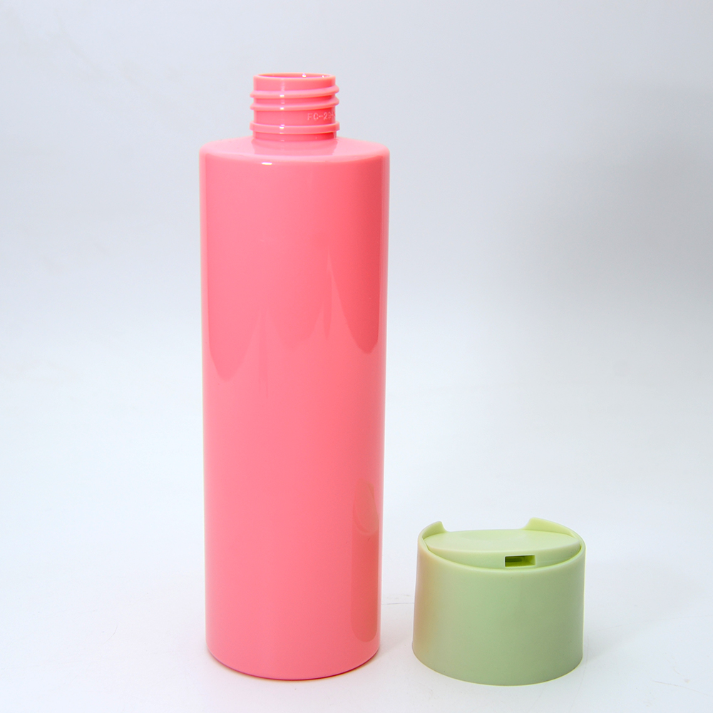 Custom 8oz Pink Plastic Body Wash Squeeze Bottle Cylindrical Shower Gel 250ml Lotion Bottle Empty Shampoo and Conditioner Bottle