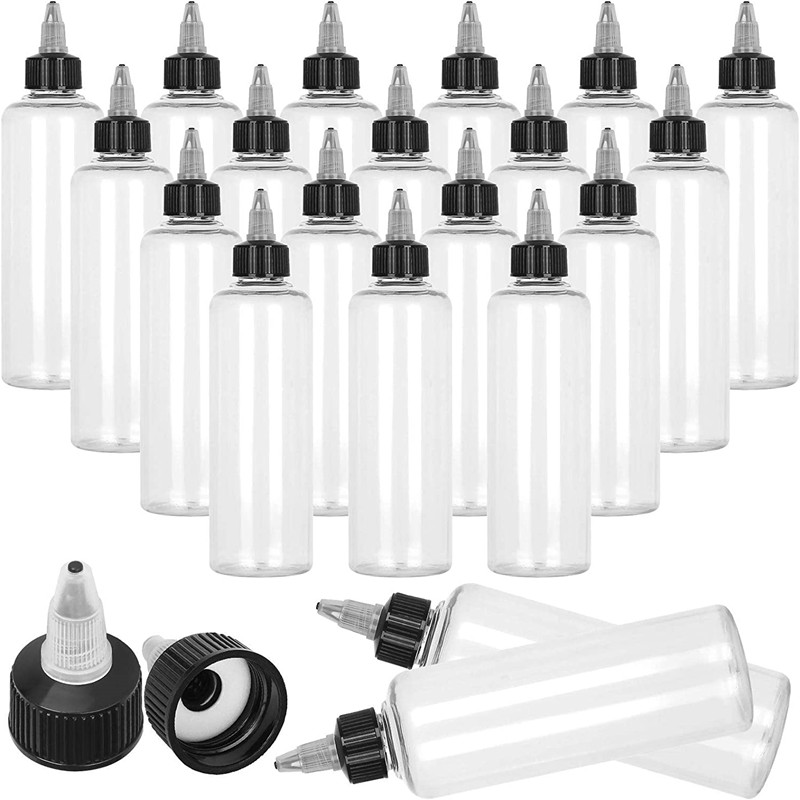 4 Oz 6oz 8oz 12oz 250ml 500ml Plastic Squeeze Sauce Squirt Condiment Bottles with Twist-on Cap Lids for Arts Hair Oil Packaging