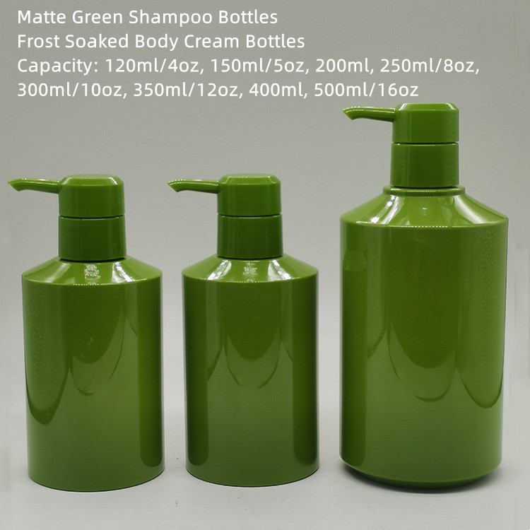Luxury 200ml 250ml 500ml Cosmetics Blue Frosted Shampoo Bottle Dispenser Sloping Shoulder for Liquid Soap Body Wash Lotion Pump