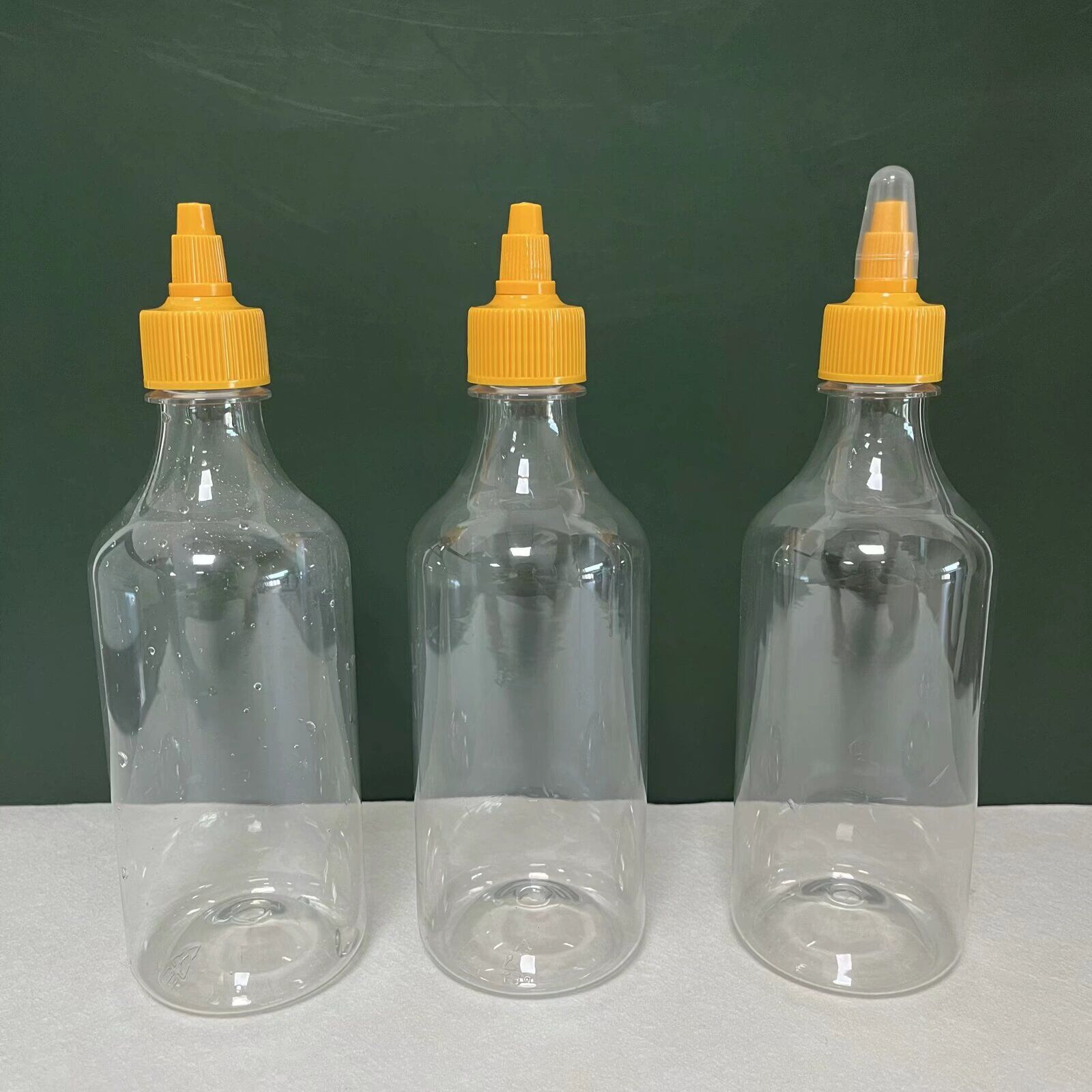 12 Oz Plastic Squeeze Condiment Bottles with Twist On Cap Lids and Discrete Measurements