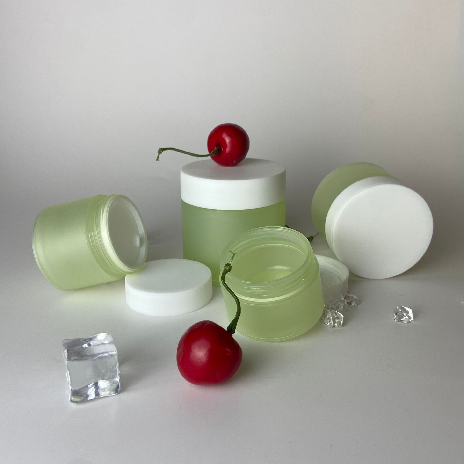20g 30g 50g 100g green frosted  PP double wall plastic jar with lid for cosmetic cream