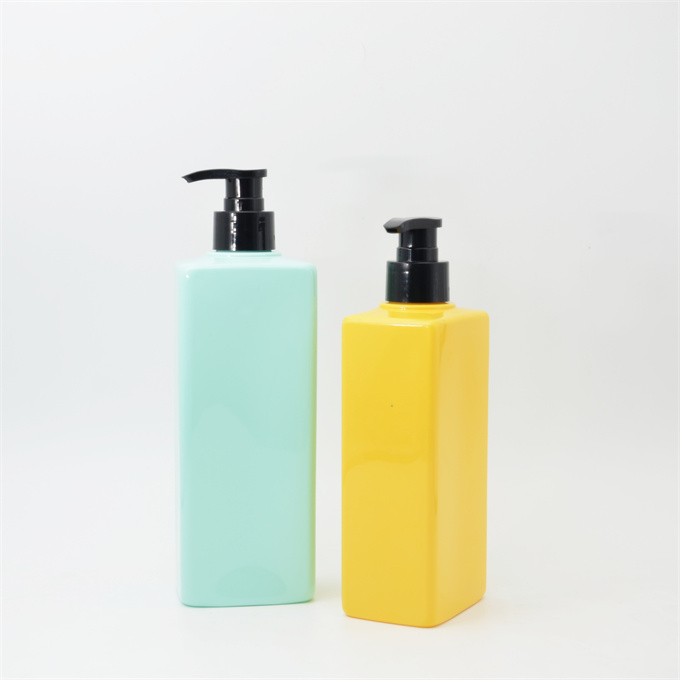 Custom matt frosted Flat Square Shampoo Shower Gel Bottle Empty 200ml 300ml Luxury Black Lotion Bottle