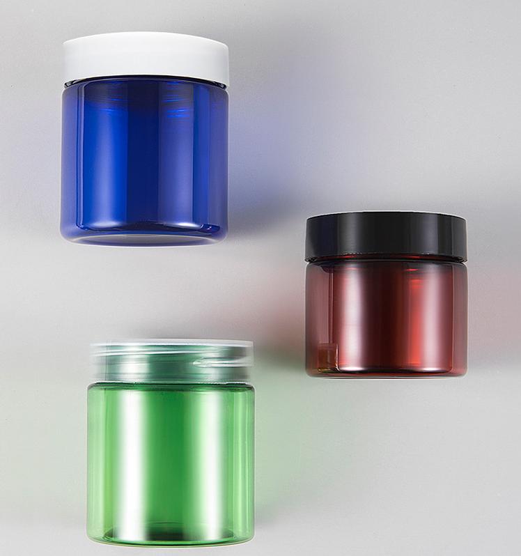 Cosmetics Face Cream Serum 50g 80g Amber Blue Green Plastic Jar with Black Screw Cap wide mouth PET jars with lids 4oz 120ml